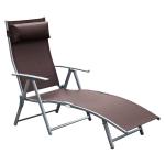 Outsunny® Tumbona Plegable Respaldo Ajustable a 7 Niveles con Almohada Textilene Resistente Relax en Exterior 137x63.5x100.5cm Acero