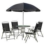 OutSunny Conjunto de Muebles para Jardín Terraza o Patio con 4 Sillas 1 Mesa y 1 Parasol - Textilene, Aluminio y Poliéster(c-1)