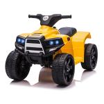 HOMCOM Quad Eléctrico para Niños +18 Meses Cuatrimoto Infantil a Batería 6V con Faros Bocina Velocidad 0-3 km/h Avance y Retroceso 65x40x43 cm Amarillo
