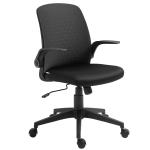 Vinsetto Silla de Oficina Ergonómica Silla Escritorio Giratoria Ajustable en Altura con Reposabrazos Abatible Soporte Lumbar y Respaldo Transpirable 57x61x93-102 cm Negro