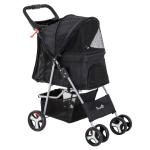 PawHut Cochecito Plegable Mascotas 75×46×94 cm Perro Gato Carrito Ruedas Giran 360º con Freno Rojo(c-2)