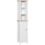 kleankin Armario Alto para Baño Mueble Auxiliar de Baño de Estilo Moderno con 2 Puertas Estantes Ajustables y 1 Cajón 40x27x171,5 cm Blanco(c-2)