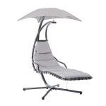 Outsunny Tumbona Colgante con Sombrilla Hamaca Sillón Balancín para Jardín con Toldo Estructura Estable de Acero 190x115x190 cm Gris