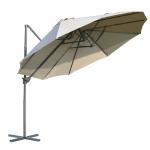 Outsunny Sombrilla Ø300 cm Parasol de Jardín con Manivela Manual 18 Costillas y Ángulo Ajustable del Techo Base Cruzada Rojo(c-2)