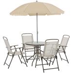 OutSunny Conjunto de Muebles para Jardín Terraza o Patio con 4 Sillas 1 Mesa y 1 Parasol - Textilene, Aluminio y Poliéster(c-2)