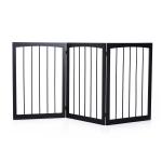 PawHut Barrera de Seguridad para Mascotas Rejilla de Protección Plegable de 3 Paneles con Cierre Inteligente para Escalera Pasillo 180x74,5 cm Negro(c-2)