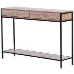 HOMCOM Mesa de Consola de Estilo Industrial Mesa de Entrada con Estante de Malla Metálica 101x35x80cm 10kg Marrón y Negro(c-2)