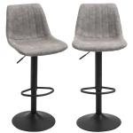 HOMCOM PU Distressed Leather Twin-Pair Height Adjustable Barstools Brown(c-2)