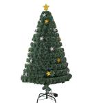 HOMCOM Árbol de Navidad Artificial Árboles de Abeto 150cm con Soporte Decoraciones Navideñas Copos de Nieve Fibra Óptica Brillante LED Multicolor Ignífugo(c-2)