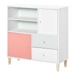 HOMCOM Mueble Infantil Librería Estantería para Niños con 2 Compartimentos 2 Cajones y 2 Armarios Almacenaje de Libros Juguetes Ropa para Habitación Guardería 80x30x85 cm Azul(c-1)