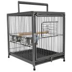 PawHut Jaula para Pájaro Metálica Espaciosa para Loros Interior o Exterior con 4 Puertas 2 Comederos Inoxidables Desmontable 45,7x35,5x56cm