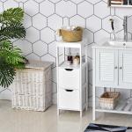 kleankin Mueble de Baño Armario Auxiliar para Baño con 2 Puertas de Persianas Estante Abierto Gran Espacio de Almacenamiento 60x30x81,6cm(c-2)