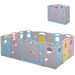 HOMCOM Parque Infantil Plegable 14 Paneles Centro de Actividades para Bebé de +6 Meses con Puerta Juguetes Divertidos Interior y Exterior 149x155x64 cm Multicolor(c-3)