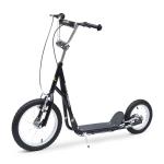 HOMCOM Patinete 125x58x92-100 cm 2 Ruedas 16/12 pulgadas con 2 Frenos Scooter + Caballete Negro
