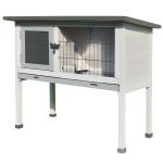 PawHut Casa para Conejos Exterior Conejera Grande de Patas Elevadas con Bandeja Extraíble Fácil de Limpiar Estable Buena Ventilación 90x45x65cm Color Madera(c-1)