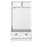 HOMCOM Perchero Zapatero con Banco 4 Ganchos 2 Compartimentos Abiertos 2 Cajones Extraíbles y Estante Inferior Moderno para Recibidor Entrada 87x42x172 cm Blanco(c-1)