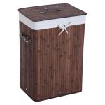 HOMCOM Cesto para Ropa Sucia Plegable con Tapa Cubo para Colada Cesta de Lavandería Rectangular Bambú 70L con Asas 40x30x60cm(c-2)