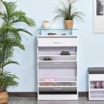 HOMCOM Zapatero de 3 Puertas para 18-27 Pares de Zapatos con Cajón y Armario Anti-Vuelco para Salón Entrada Dormitorio 84x30x132 cm Madera Natural(c-1)