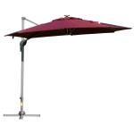 Outsunny Sombrilla de 300 cm de Aluminio Luces LED Protección UV 50+ Giratorio 360° con Manivela Panel Solar Techo Reclinable Base Cruzada Blanco(c-2)
