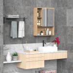 kleankin Espejo de Baño Espejo de Pared Espejo con 3 Estantes Incorporados 60x10x48 cm Blanco(c-2)