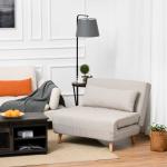 HOMCOM Sofá Cama Individual Sillón con Respaldo Reclinable Cojín desenfundable Asiento Acolchado y 4 Ruedas 69x82.5x84 cm Gris(c-2)