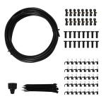 Outsunny Rociador de Agua para Jardines Sistema de Enfriamiento por Nebulización Diferentes Boquillas Grifo de Latón Negro 9m