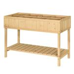 Outsunny Huerto Urbano de Madera 120x60x81 cm Jardinera Elevada para Cultivo de Plantas Flores con Estante Inferior para Jardín Terraza Exterior