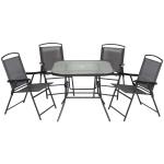 Outsunny Outdoor Juego de Comedor de Jardín de 5 Piezas Sillas y Mesas Plegables Muebles Exteriores para Terraza con Orificio para Sombrillas(c-2)