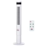 HOMCOM Ventilador de Torre con 3 Modos 3 Velocidades Pantalla LED 12H Temporizador Oscilante de 85° con Mando a Distancia Hogar Oficina Alto 110 cm Blanco(c-2)