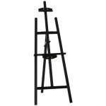 HOMCOM Caballete Pintura de Madera Caballete de Dibujo Estudio Inclinable 90° con Soporte Trípode y Pincel 51,5x71,5x134,5 cm Negro