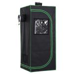 Outsunny Hydroponic Plant Grow Tent W/ Window Tool Bag, 60L x 60W x 140Hcm-Black/Green(c-1)