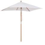 Outsunny® Sombrilla Parasol de Bambú Madera para Jardín Terraza Patio Playa Doble Techo Ángulo Inclinable Rectángulo Mástil de 38mm Crema 2x1.5m