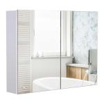 HOMCOM Armario de Baño con Espejo Armario de Pared 2 Puertas con 3 Estantes Interiores Estilo Moderno para Dormitorio Salón 80x15x60 cm Blanco