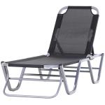 Outsunny Tumbona de Jardín con Respaldo Ajustable en 5 Posiciones de Aluminio y Texteline para Terraza Patio Exterior 163x58,5x91 cm Negro