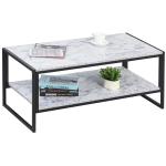 HOMCOM Mesa de Centro Multifuncional Mesa de Café Minimalista Imitación Mármol con Estructura de Metal Estante Adicional 106x50x47 cm Blanco(c-1)