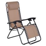Outsunny® Tumbona Plegable Jardín Silla Gravedad Cero Sillón de Playa Relajante Textilene Respaldo Reclinable Marco Acero Carga 150kg Gris(c-1)