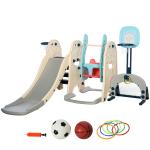 HOMCOM Tobogán Infantil para Niños de +3 Años Tobogán Ancho Plegable con Escaleras Rampa Larga para Jardín Parque Interiores 120x50x56 cm Azul(c-1)