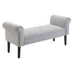HOMCOM Taburete Pie de Cama Banqueta con Brazos Tapizada y Acolchada Tipo Blanco de Madera para Dormitorio y Recibidor 132x45,5x58 cm Gris(c-1)