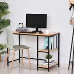 HOMCOM Mesa de Ordenador Escritorio para Oficina Estudio con Estantes de 2 Niveles Gran Superficie Patas 106x50x76cm(c-2)