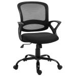 Vinsetto Silla de Oficina Ergonómica Silla de Escritorio Basculante con Altura Ajustable Asiento Giratorio 360° y Soporte Lumbar Malla Transpirable 61x61x89-99 cm Negro