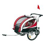 HOMCOM 2 en 1 Remolque Infantil para Bicicleta de 2 Plazas Convertible en Carro de Paseo con Rueda Delantera Giratoria 360° Color Rojo(c-1)