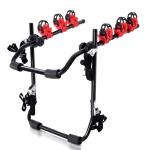 HOMCOM Portabicicletas Trasero Portón Plegable con Correas Hasta 3 Bicis Soporte de Bici Universal Carga 40kg 68x52x60cm Metal(c-1)