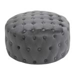 HOMCOM Taburete Otomana Puf Tapizada en Terciopelo con Botones Diseño Vintage Reposapiés Acolchado Suave Φ60x33 cm Gris Oscuro