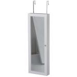 HOMCOM Armario Joyero con Espejo de Cuerpo Entero Gabinete para Joyería para Montar en la Pared o Colgar en la Puerta 35,5x100x9 cm Blanco