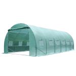 Outsunny Invernadero de Jardín Huerto Tipo Túnel 4 Ventanas Cultivos Plantas y Verduras Cubierta PE 140g/㎡ Impermeable 3x2x1.9m Acero(c-3)