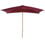 Outsunny Sombrilla Parasol 2x3m y Altura 2,45m Jardin Terraza Poliester 180g/m2 y Madera Color Vino