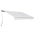 Outsunny Toldo Manual Plegable de Aluminio 3,5x2,5m Toldo Patio Balcón Terraza con Manivela Impermeable Protección Solar UV para Jardín Exterior Aluminio Acero Tela de Poliéster Color Gris(c-1)