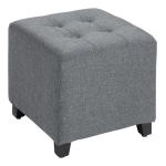 HOMCOM Taburete Bajo Otomana Reposapiés Acolchado con Patas de Madera Maciza Diseño de Botones 35x35x35 cm Gris(c-1)