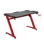 HOMCOM Mesa Gaming Escritorio para Ordenador con Portavasos Gancho para Auriculares Soporte de Gamepad y 2 Orificios Pasacables 122x66x76 cm Negro y Rojo(c-1)