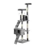 PawHut Árbol Rascador para Gatos de Múltiples Niveles con Cuevas Escaleras Juguetes Colgantes Camas Centro Actividades Sisal 50x50x170 cm Beige(c-3)